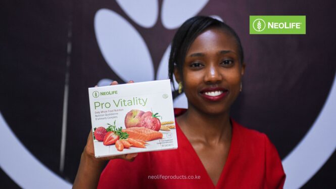 What are the health benefits of NeoLife Pro Vitality? 2 Beatrice Mwihaki showcasing Neolife Pro Vitality